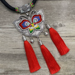 Vintage Miao Embroidered Flower Necklace