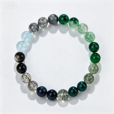 Water & Wood Mixed Single Circle Bracelet