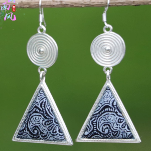 Miao Embroidered Tie-Dye Tassel Earrings